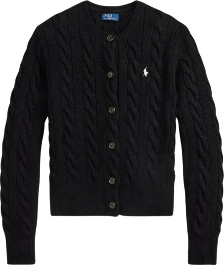 Polo Ralph Lauren Cable Knit Wool Cashmere Cardigan Black XL