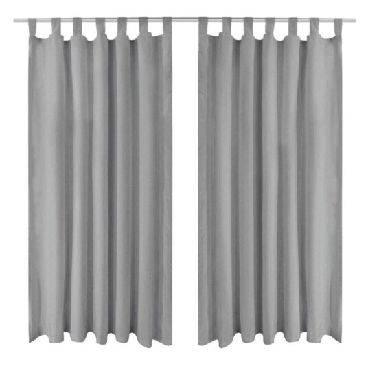 Vidaxl Mikrosateng Gardiner Med Hemper 2 Stk 140x245 Cm Grå