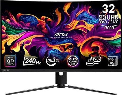 MSI MPG 321CURX QD-OLED 32" Gaming Skjerm 4K UHD 240Hz Kurvet Svart MSI MPG 321CURX QD-OLED 32" Gaming Skjerm 4K UHD 240Hz Kurvet Svart