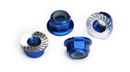 Traxxas 8447X Nuts flanged 5mm Blue Alu 4