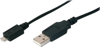 Assmann   Usb Kabel   Micro Usb Type A Hann Til Usb Hann   Usb 2.0   1.8 M   Formstøpt   Svart