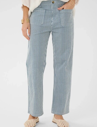 Cream Crberta 7/8 Twill   Audrey Fit   Blue   40