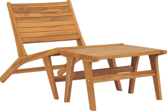vidaXL Hagestol med fotstøtte i heltre teak