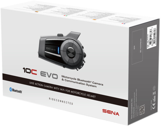 Sena 10C Evo Kamera Bluetooth kommunikasjons system single Pack en størrelse Svart
