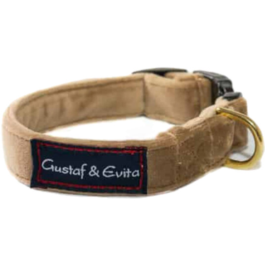 Hundehalsbånd SNK Fløyel - Hurtigspenne/Justerbart Brun 30 cm
