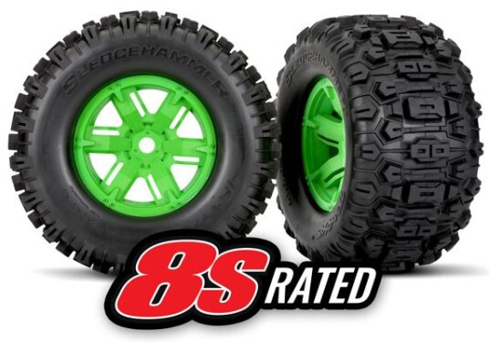 Traxxas 7774G Tires & Wheels Sledgehammer/X-Maxx Green 2 Traxxas 7774G Tires & Wheels Sledgehammer/X-Maxx Green 2