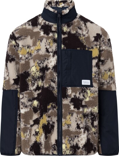 Knowledge Cotton Apparel Men"s Oversized Jaquard Sherpa Jacket Brown Aop L Knowledge Cotton Apparel Men"s Oversized Jaquard Sherpa Jacket Brown Aop L
