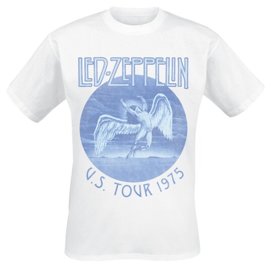 Led Zeppelin T-skjorte Tour 75 S til XXL Herrer hvit