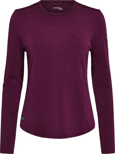Saucony Stopwatch Long Sleeve EGGPLANT HEATHER S