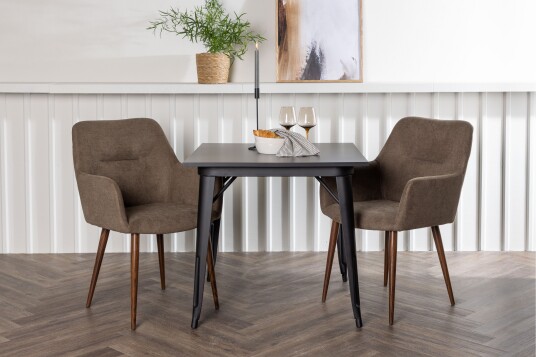 Venture Home Tempe Matgruppe 80 cm Rektangulær med 2 Tomorrow stoler Brun
