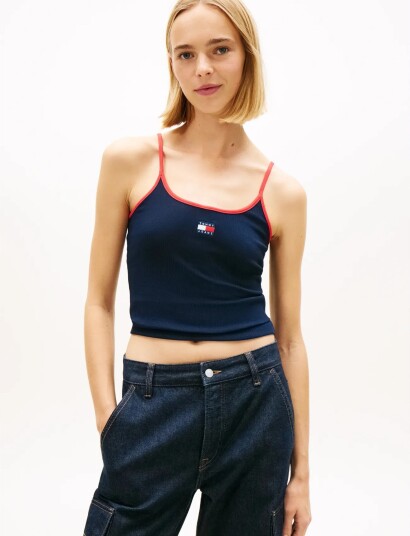 Tommy Jeans Tjw Slim Badge Strappy Top Navy L