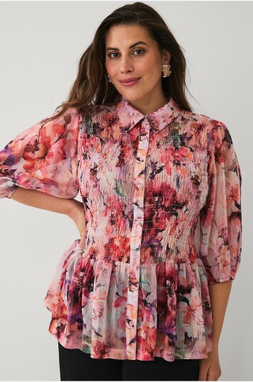 Ellos Plus collection Bluse med smock Rosa