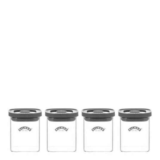 Kilner Fresh krydderkrukkesett 4 deler glass/grå