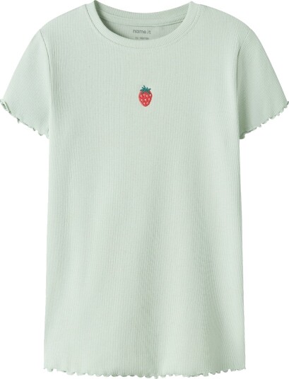 Name It T skjorte Rib NkfVivemma Pale Aqua/Strawberry Name It 13 14 år (158 164) T skjorte Grønn