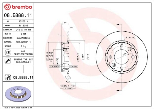 Bremseskive BREMBO 08.E888.11