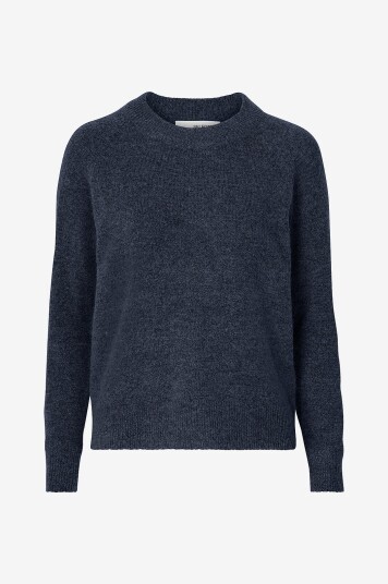 Selected FEMME - Genser slfLulu LS Knit O-neck - Blå