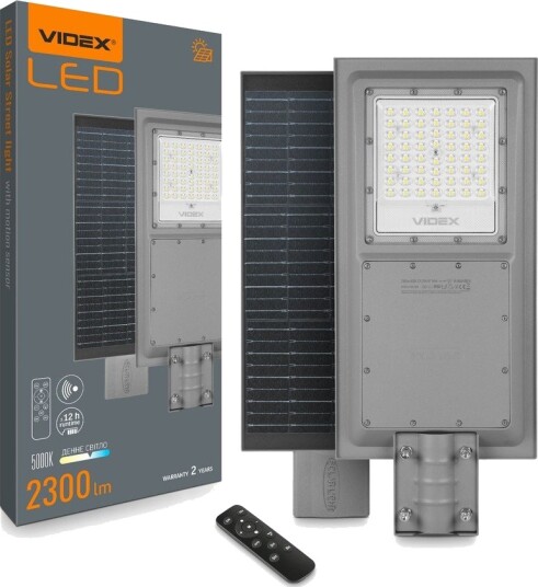 Videx LED solcelle gatelampe 2300 lumens bevegelsessensor IP65 Dimbar : Dimbar Kulør : Nøytral Videx LED solcelle gatelampe 2300 lumens bevegelsessensor IP65 Dimbar : Dimbar Kulør : Nøytral