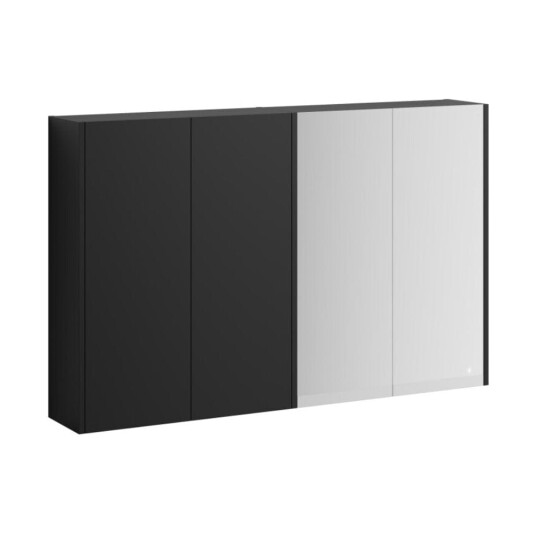 Vikingbad Fay Dobbel Speilskap med 2/4 Speil Svart Matt / 120cm