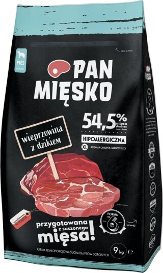 Pan Miesko Voksen Karma Tørrfôr Til Hund Svin Med Vilt Sprø Xl 9 kg