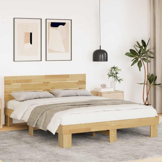  Sengeramme med sengegavl uten madrass 135x190 cm Heltre Eik 8721158512727