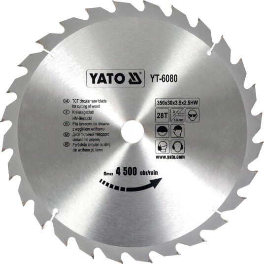 Yato YT-6080 Sirkelsagblad for tre - 350x30mm, 28 tenner Yato YT-6080 Sirkelsagblad for tre - 350x30mm, 28 tenner