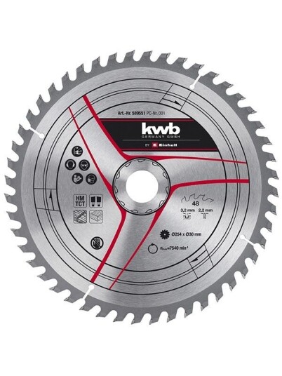 kwb Stationary Saw Accessory, TCT circ saw blade 254x30 T48