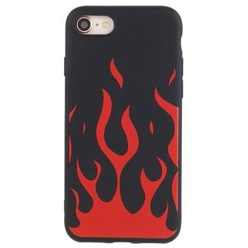 iPhone 7/8/SE (2020)/SE (2022) Silikon deksel med flammer Svart