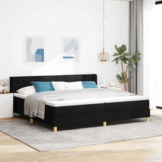 Boksfjær Seng Svart og hvit og svart 200 x 200 cm myk skum