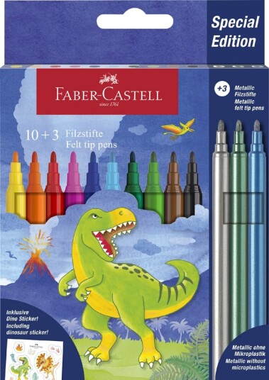 Faber Castell 554214 Blyanter og Klistremerker Dinosaur Tema   13 stk.
