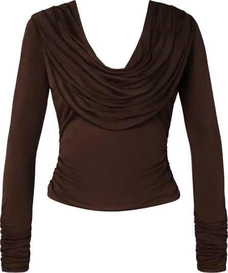 Malina Signe Cowl Neck Jersey Top Brown XL Malina Signe Cowl Neck Jersey Top Brown XL
