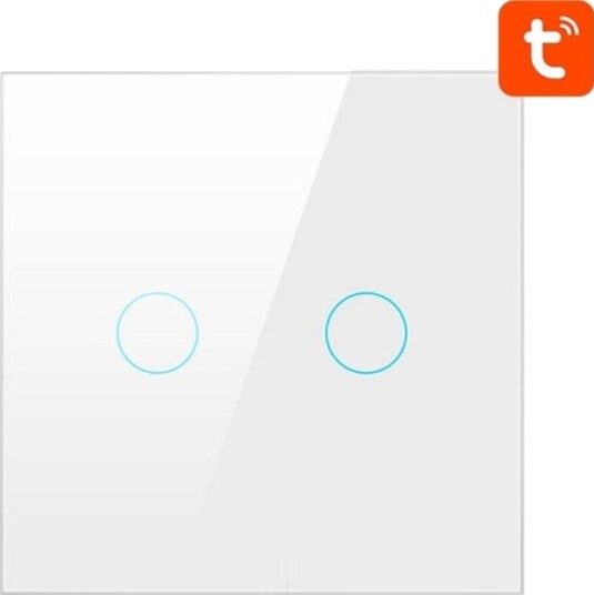 Smart Lysbryter Zigbee Avatto Zts02 Eu W2 2 Kanaler Tuya Hvit