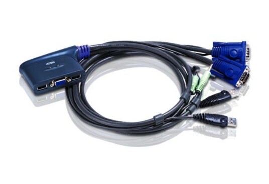 ATEN KVM-switch 1 konsol styr 2 datorer USB kompl. med kablage