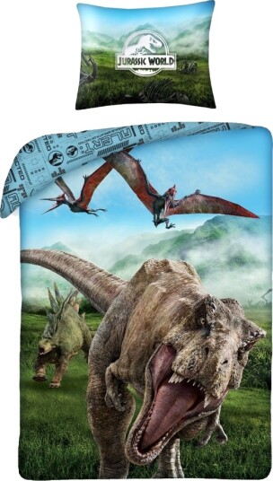 Jurassic World Dinosauar Sengetøj 2I1 Design 100 Procent Bomuld
