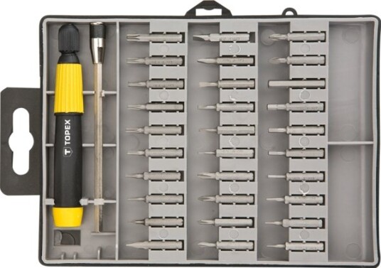 Topex Precision Skrutrekkerbits Med Håndtak, Sett Med 32 Stk. (39D555)