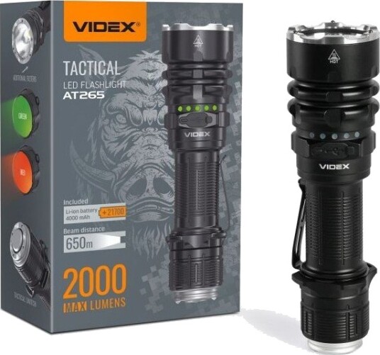Videx Taktisk LED-lykt - kald hvit - Kulør : Kald
