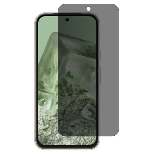 INCOVER Google Pixel 8a Skjermbeskytter i Herdet Glass m. Privacy - Full Fit - Gjennomsiktig / Svart
