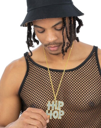 90s Hip Hop Bling Smykke med Gullfarget Kjede 90s Hip Hop Bling Smykke med Gullfarget Kjede