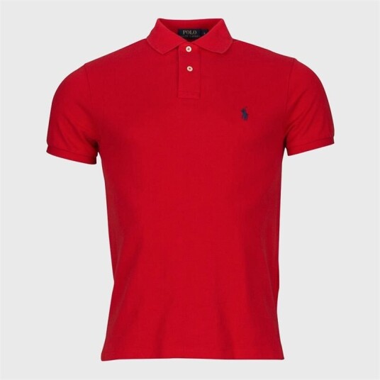 Ralph Lauren Slim Fit Mesh Polo Shirt - Red Ralph Lauren Slim Fit Mesh Polo Shirt - Red