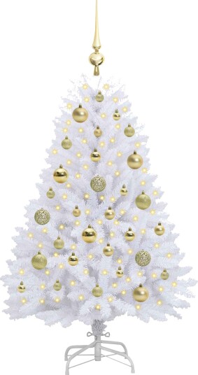  Kunstig sammensatt juletre med 150 LED Hvit 120 cm PVC og Stål