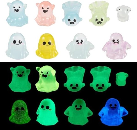 Halloween Lysende Mini Spøkelsesfigurer i Harpiks 30 stk 21-33 mm