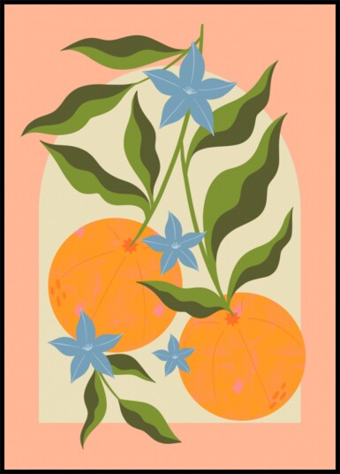 Orange Branch with Flowers Plakat / 40x50