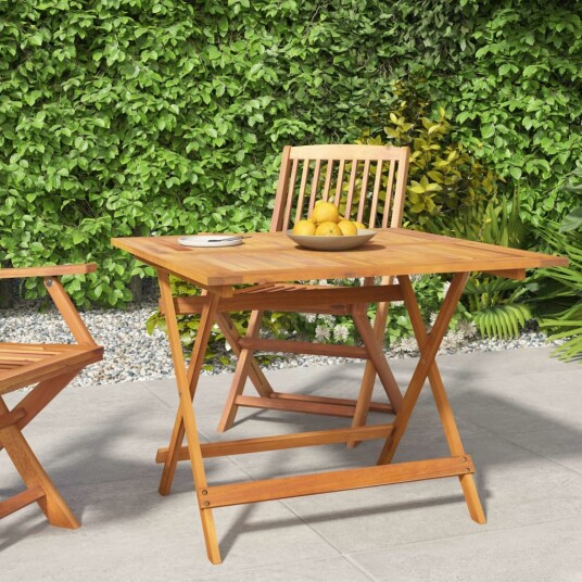 Sammenleggbart hagebord 90x90x75 cm heltre akasie
