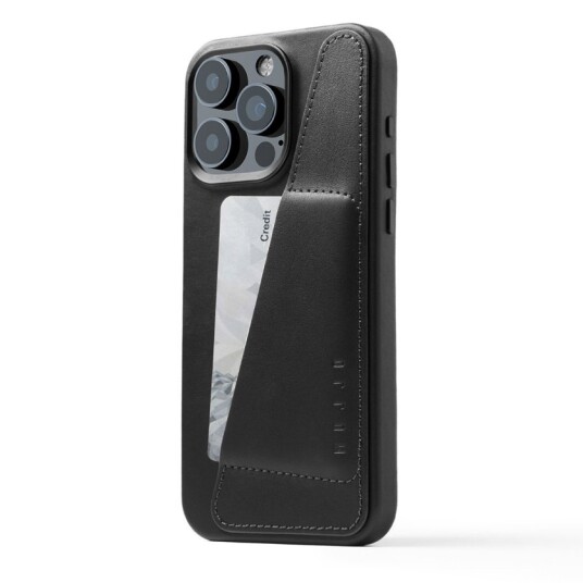 Mujjo Full Leather Wallet for iPhone 15 Pro Max Svart Mujjo Full Leather Wallet for iPhone 15 Pro Max Svart