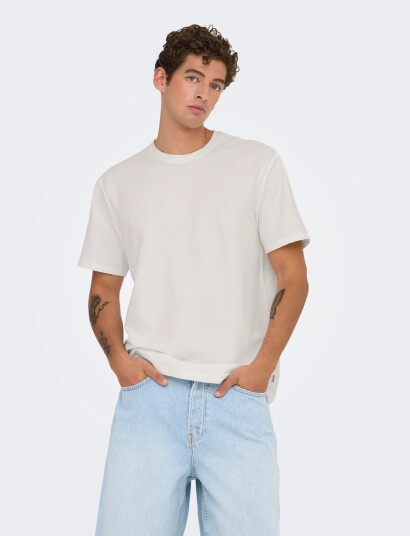 ONLY & SONS Onskian Life Reg Seersucker Ss Tee Noos White XL