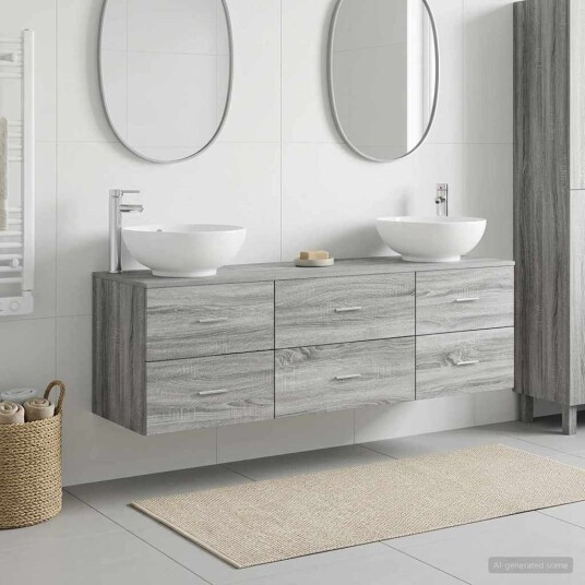 vidaXL Baderomsinnredningssett 3 stk. Grå Sonoma 49,5 x 44,5 x 65 cm vidaXL Baderomsinnredningssett 3 stk. Grå Sonoma 49,5 x 44,5 x 65 cm