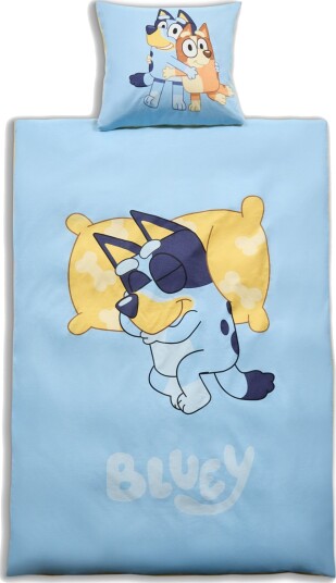 Licens Bluey sengetøy 100% bomullssengetøy av flanell Barnesengetøy 140x200 cm Sovende Bluey