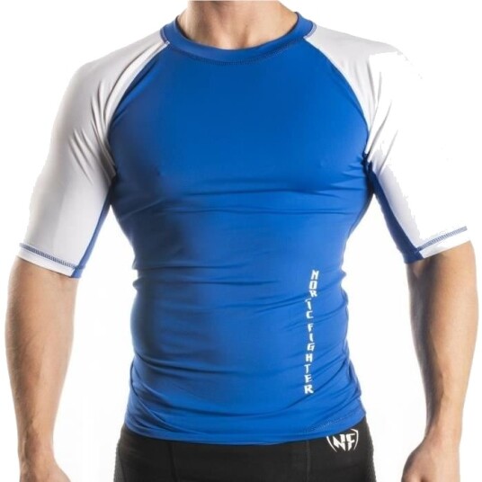 Nordic Fighter Rashguard Medium Sleeve Løpetrøyer Blue/White L