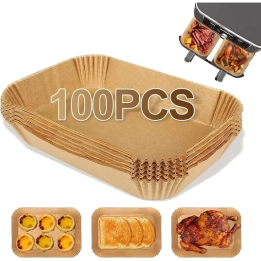 100 pakning Bakepapir for Airfryer – Non stick & Varmebestandig_ry