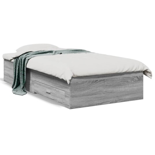  Sengeramme med skuffer grå sonoma 75x190 cm konstruert tre 8721102620980
