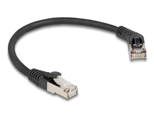 Delock Rj45 Nettverkskabel Cat.6A S/Ftp-Plugg 45° Vinklet Til Høyre Til Rett Plugg 0,25 M Svart